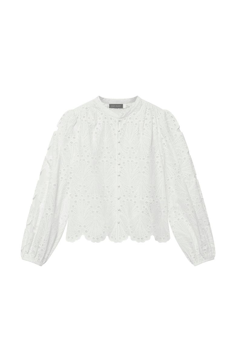 MINT VELVET Cotton Broderie Detail Blouse, Alternate, color, Ivory