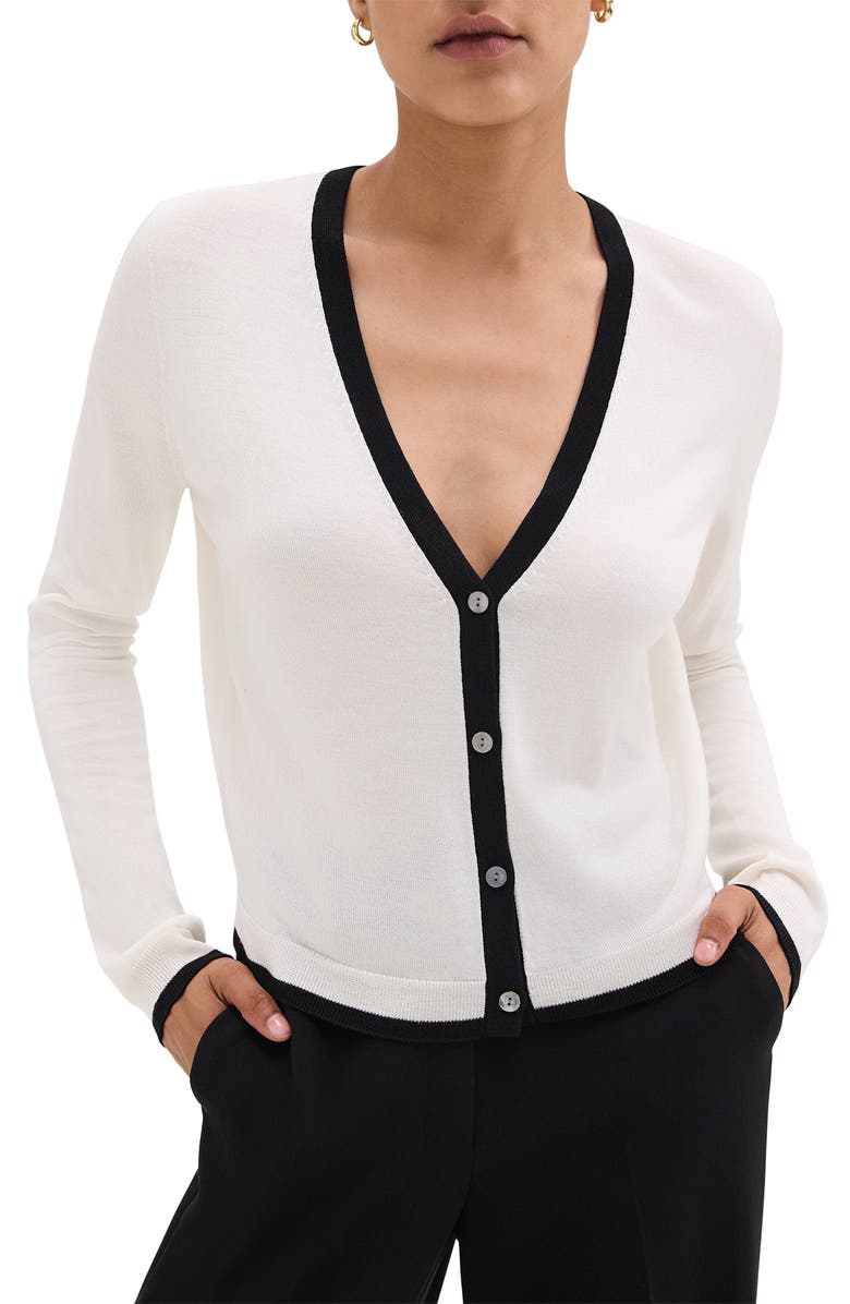 Theory Contrast Trim Wool Blend Cardigan, Main, color, 