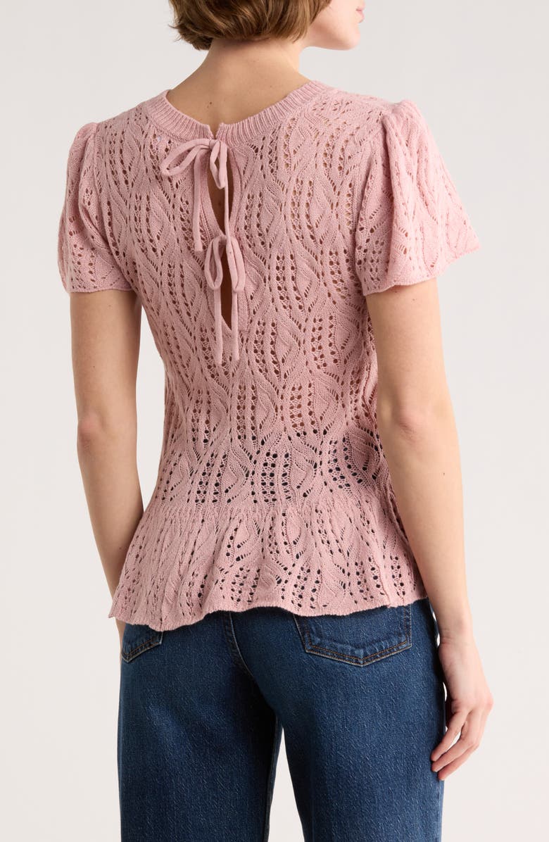 DR2 by Daniel Rainn Openwork Peplum Top, Alternate, color, Soft Pink