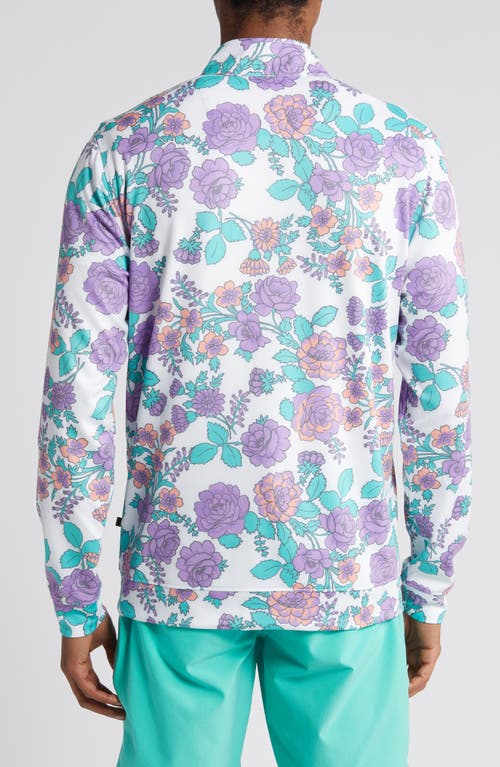 Swannies Stang Floral Quarter Zip Pullover In Purple