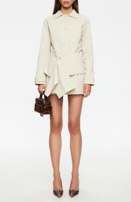 LIONESS Wiseguy Long Sleeve Cotton Mini Shirtdress