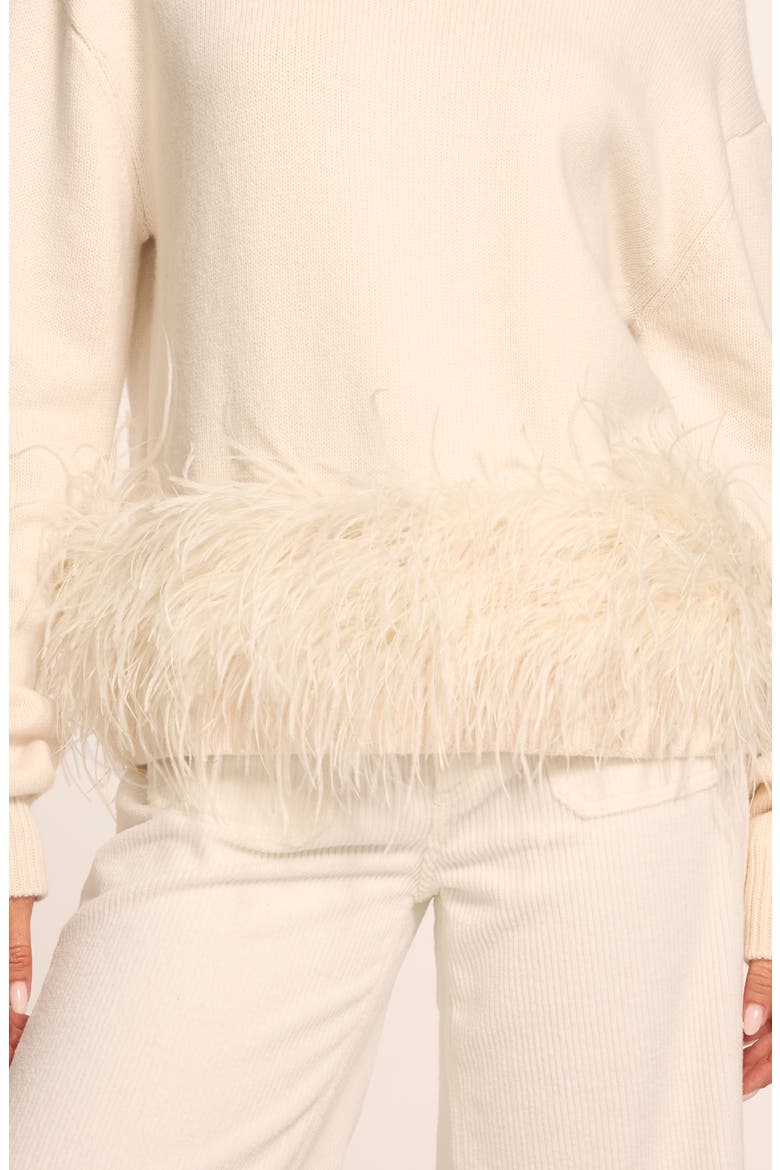 Lana Ostrich Feather Trim Sweater, Alternate, color, IVORY