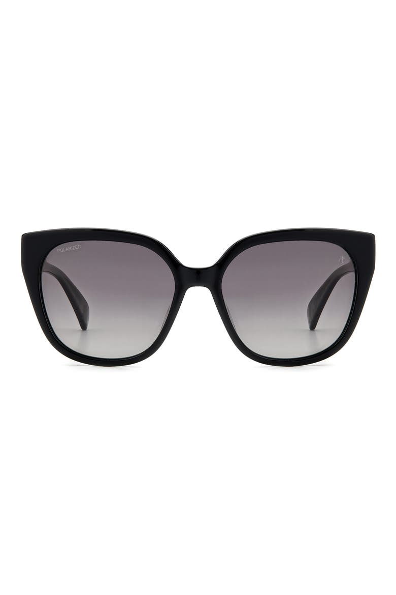56mm Gradient Polarized Square Sunglasses, Main, color, BLACK/ GRAY POLAR