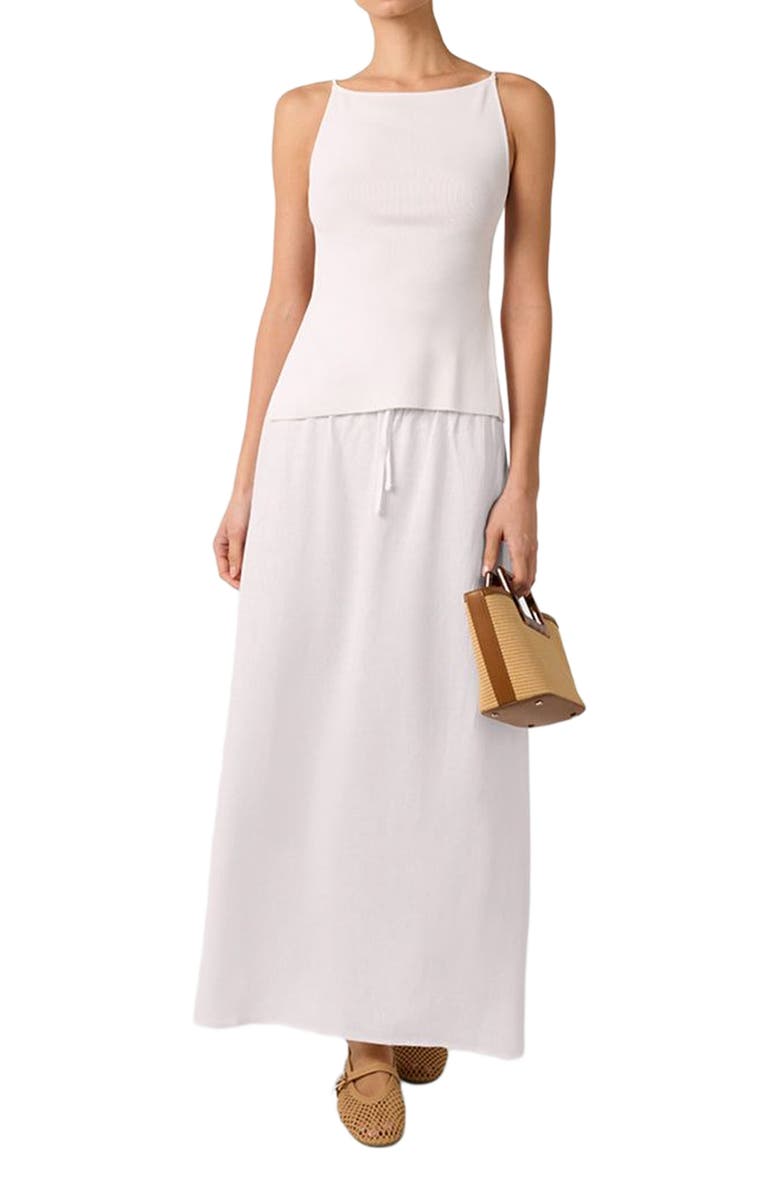 WeWoreWhat Tie Waist Linen Skirt, Main, color, Classic White