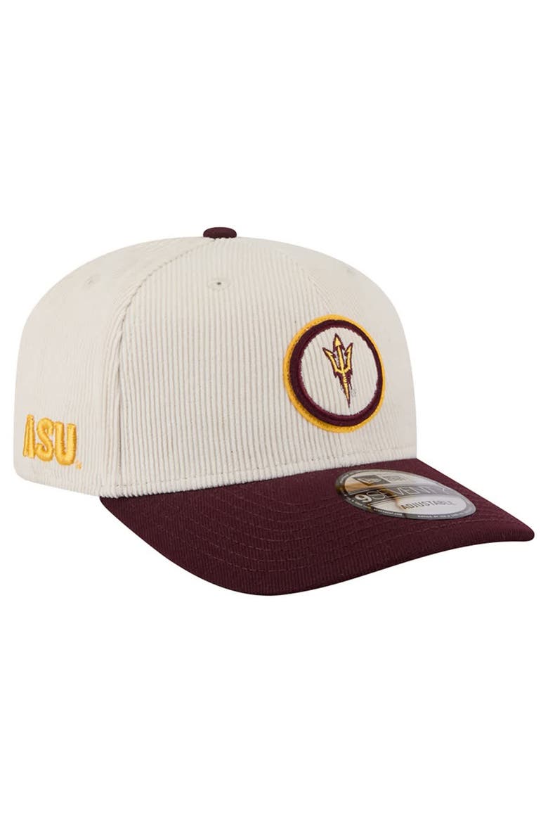 Men's New Era Cream/Maroon Arizona State Sun Devils Loyal Corduroy 9SEVENTY Adjustable Hat, Main, color, Cream