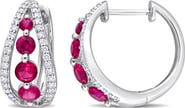 Julianna B. Lab-Created Ruby & Diamond Hoop Earrings 14k