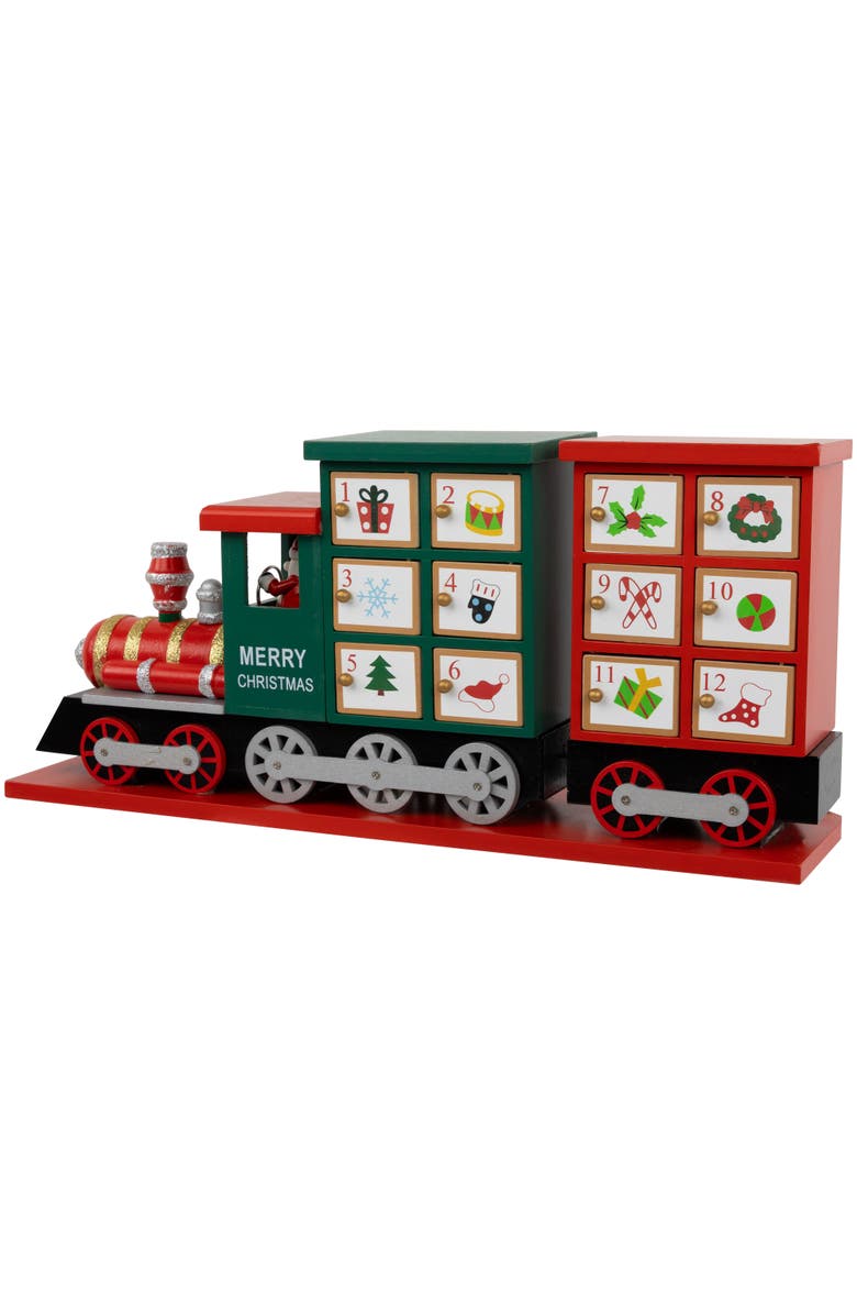 Northlight 16.5" Locomotive Train Wooden Christmas Advent Calendar, Alternate, color, Red