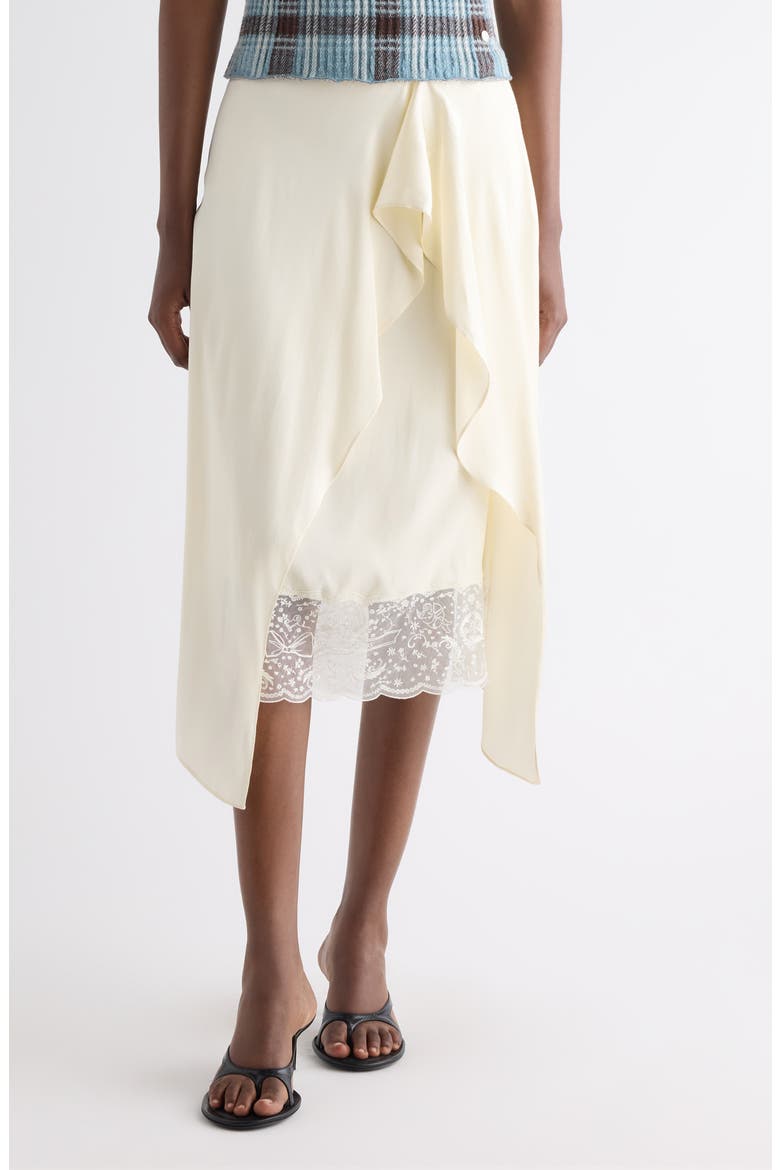 Inouka Layered Satin & Lace Skirt, Main, color, CREAM WHITE