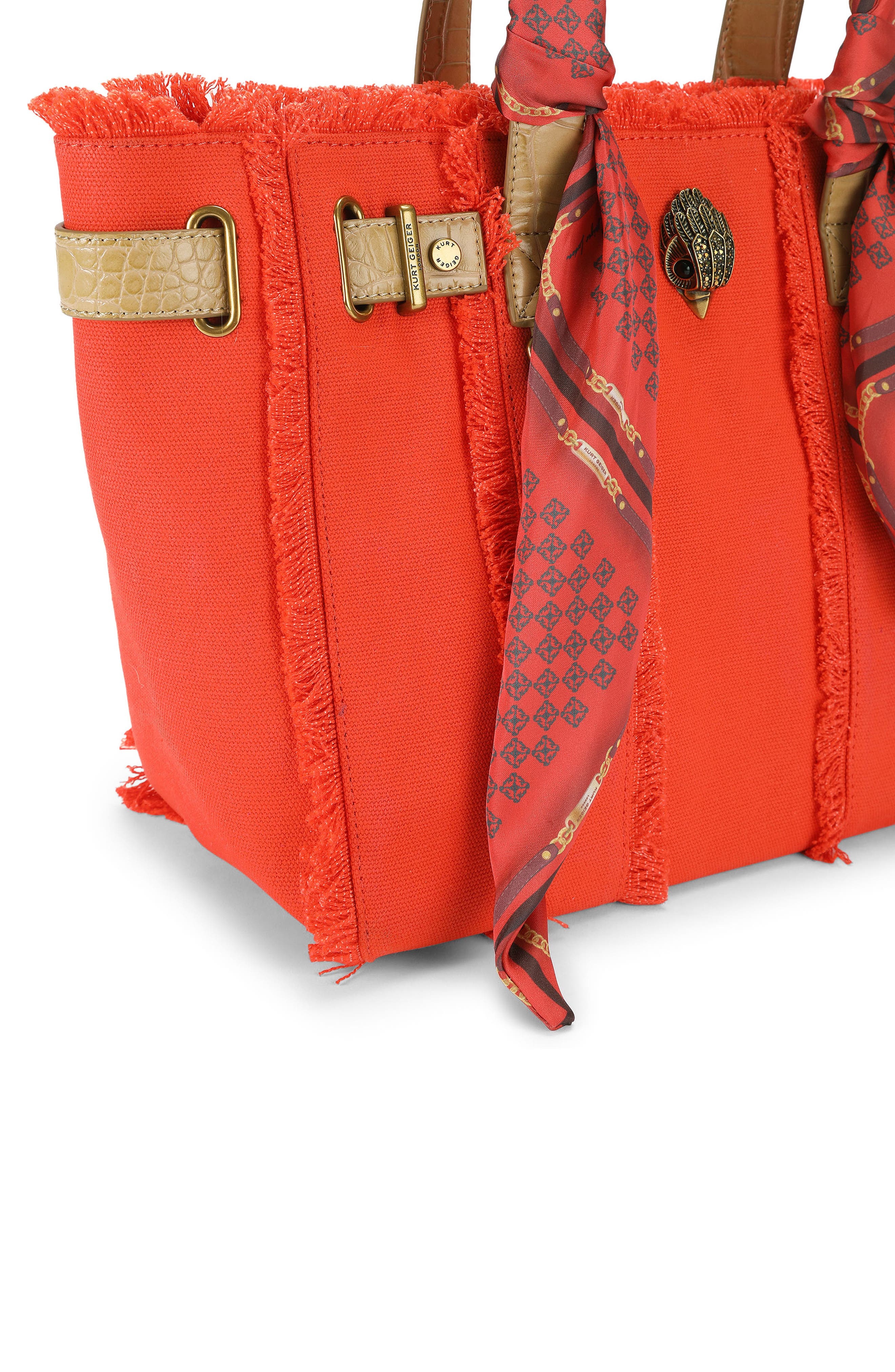 Sloane Small Scarf Wrapped Cotton Tote, Alternate, color, ORANGE