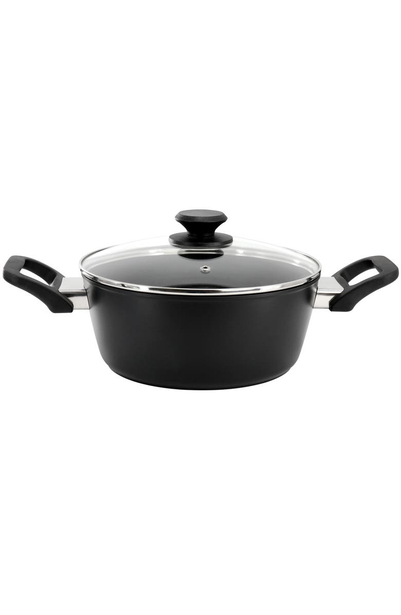 OSTER Connelly 4 Quart Textu Nonstick Aluminum Dutch Oven with Lid, Main, color, Black