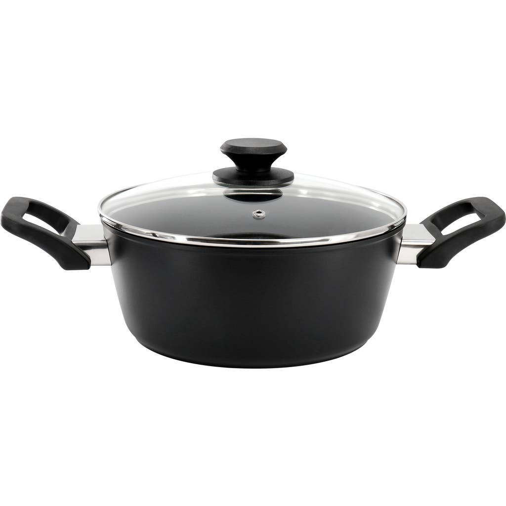 Oster Connelly 4 Quart Textured Nonstick Aluminum Dutch Oven With Lid In Black In Black