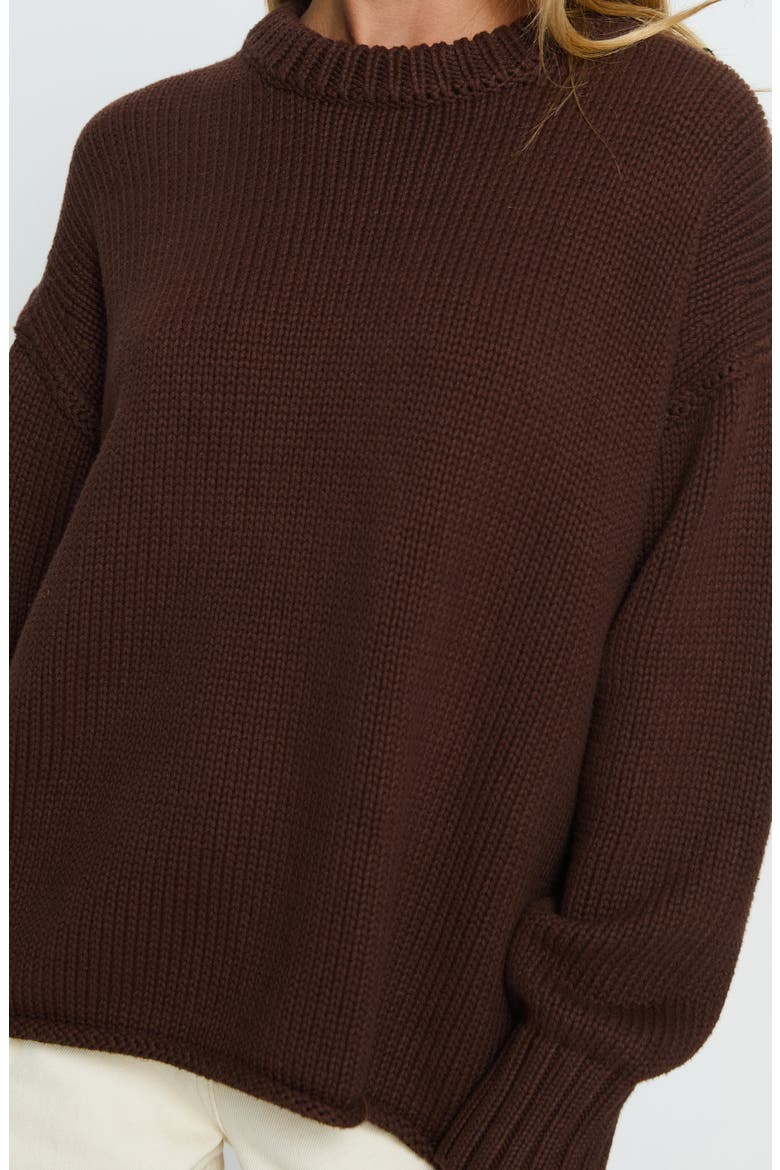 Wilda Oversize Cotton Crewneck Sweater, Alternate, color, BROWN