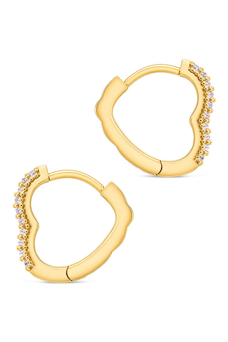 Pavé Cubic Zirconia Huggie Hoop Earrings, Alternate, color, GOLD