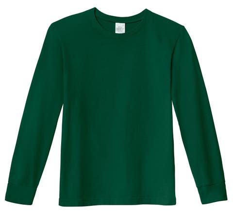 Boys 100% Soft Cotton Medium-Weight Long Sleeve Tee With Cuffs