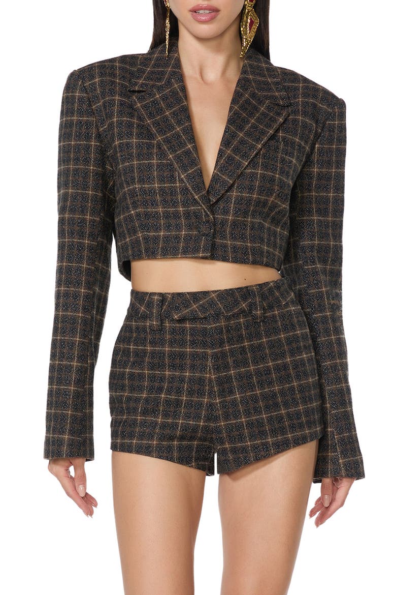 Plaid Crop Jacket, Main, color, CHARCOAL PLAID
