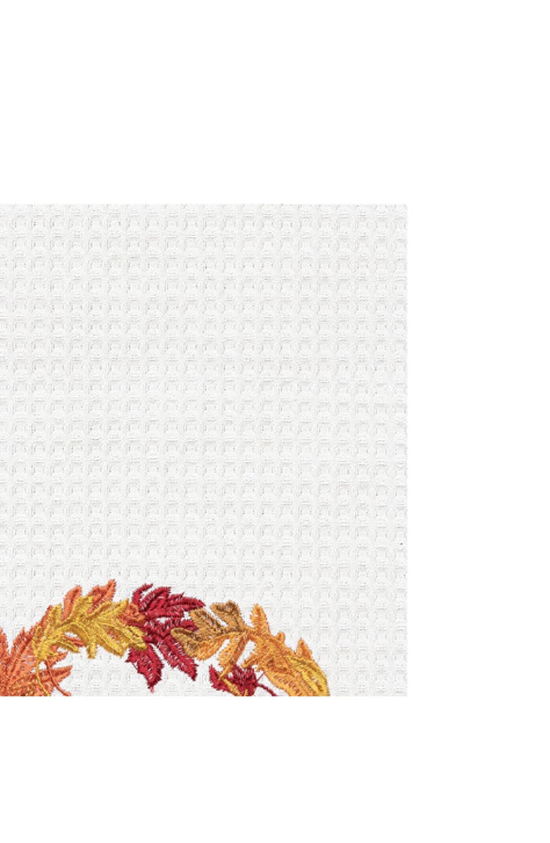 C&F Home Happy Thanksgiving Wreath Embroidered Waffle Weave Kitchen Towel, Alternate, color, 