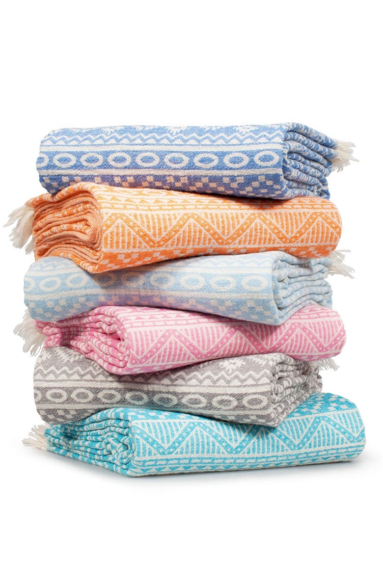 Linum Home Textiles 100% Turkish Cotton Sea Breeze Pestemal Beach Towel - Sky Blue, Alternate, color, 