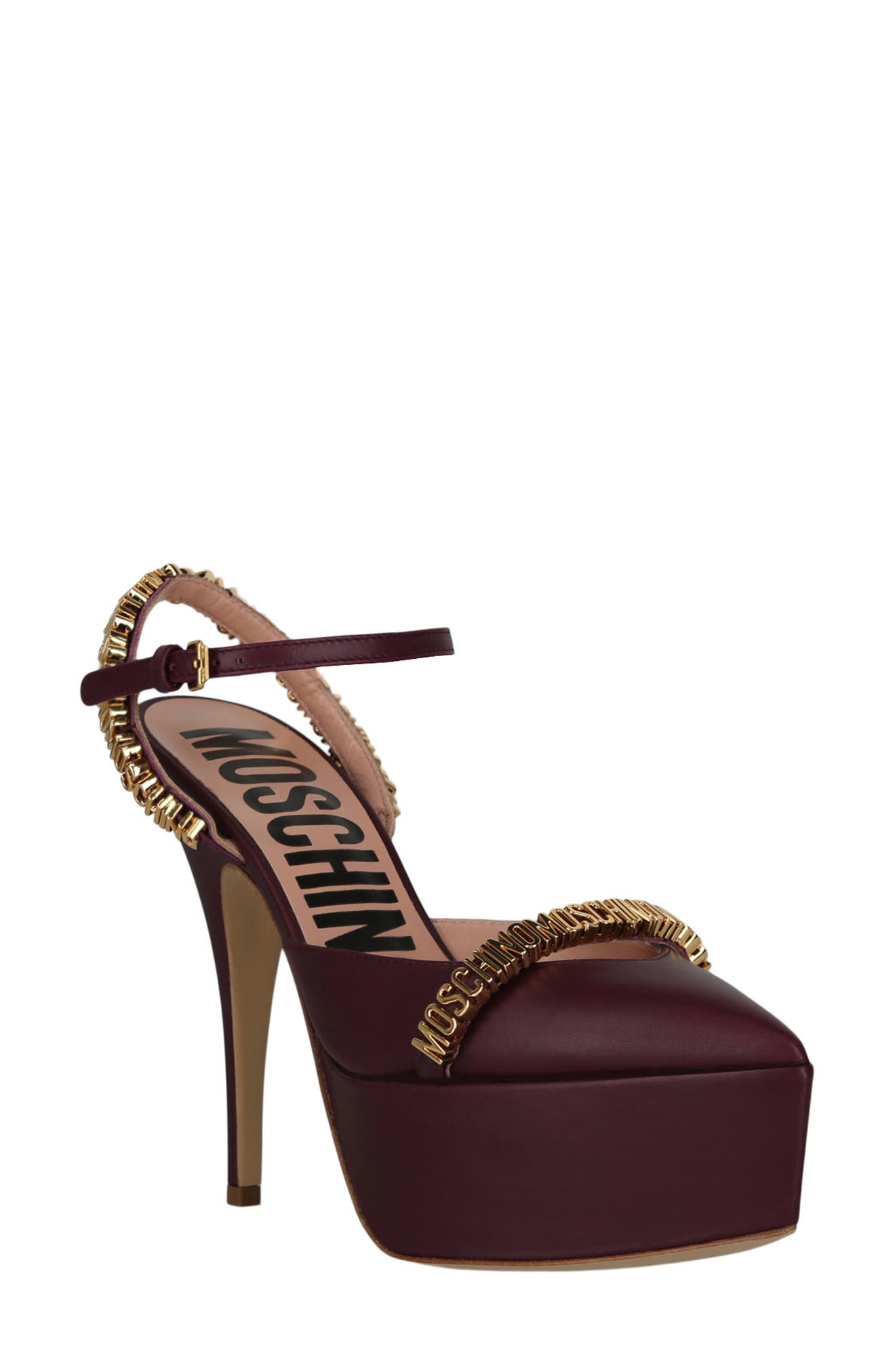Moschino Ankle Strap Platform Sandal, Main, color, 