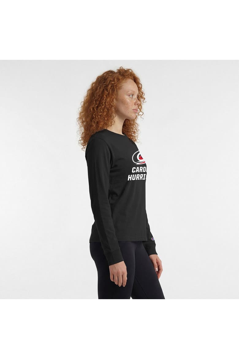 Women's Champion  Black Carolina Hurricanes Wordmark Lockup Long Sleeve T-Shirt, Alternate, color, Black