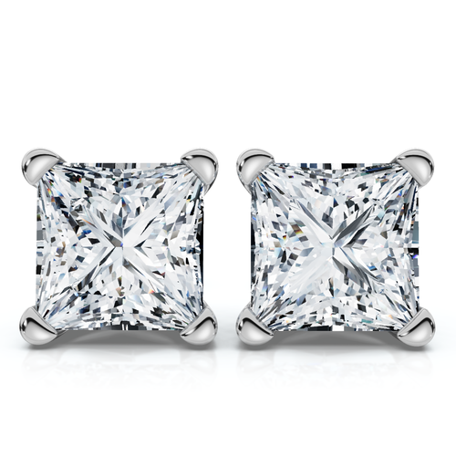 Bliss Diamond Certified 4ct Princess Cut Martini Studs 14k Gold Lab Grown In 14k White Gold