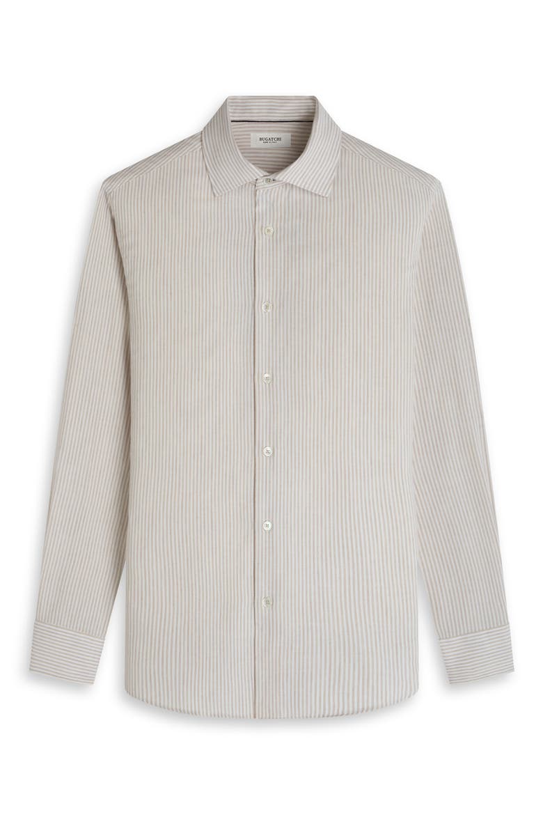 Axel Shaped Fit Striped Cotton Shirt, Alternate, color, SAND
