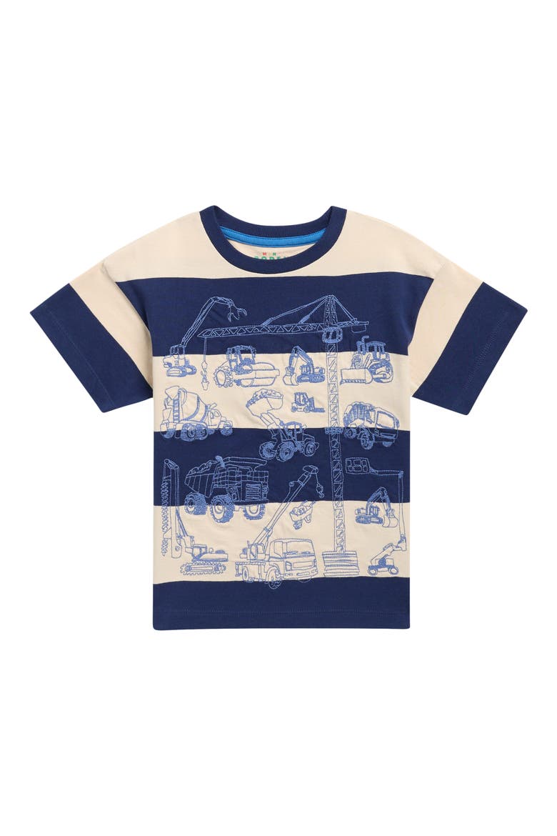 Kids' Embroidered Cotton T-Shirt, Main, color, NAVY CONSTRUCTION VEHICLES