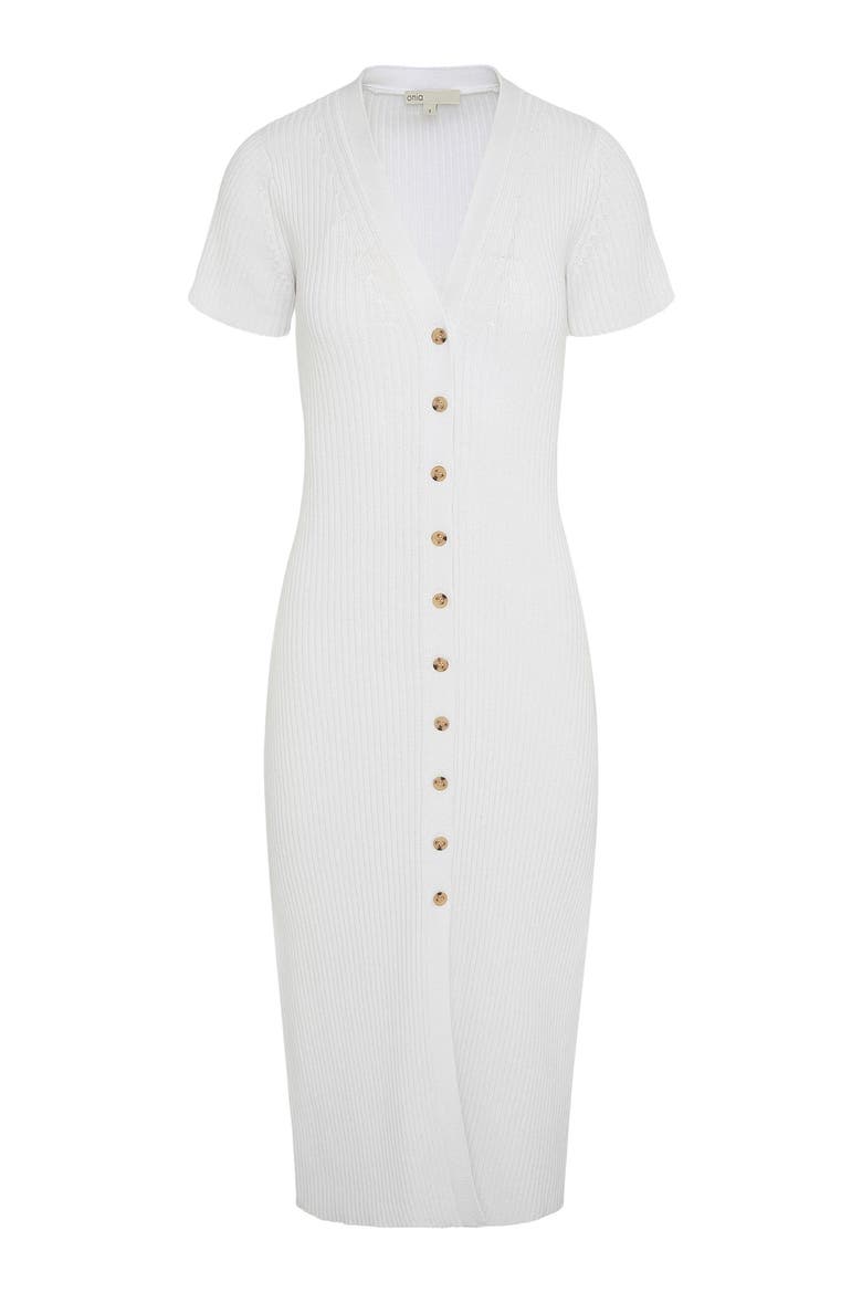 V-Neck Button Front Dress, Alternate, color, White