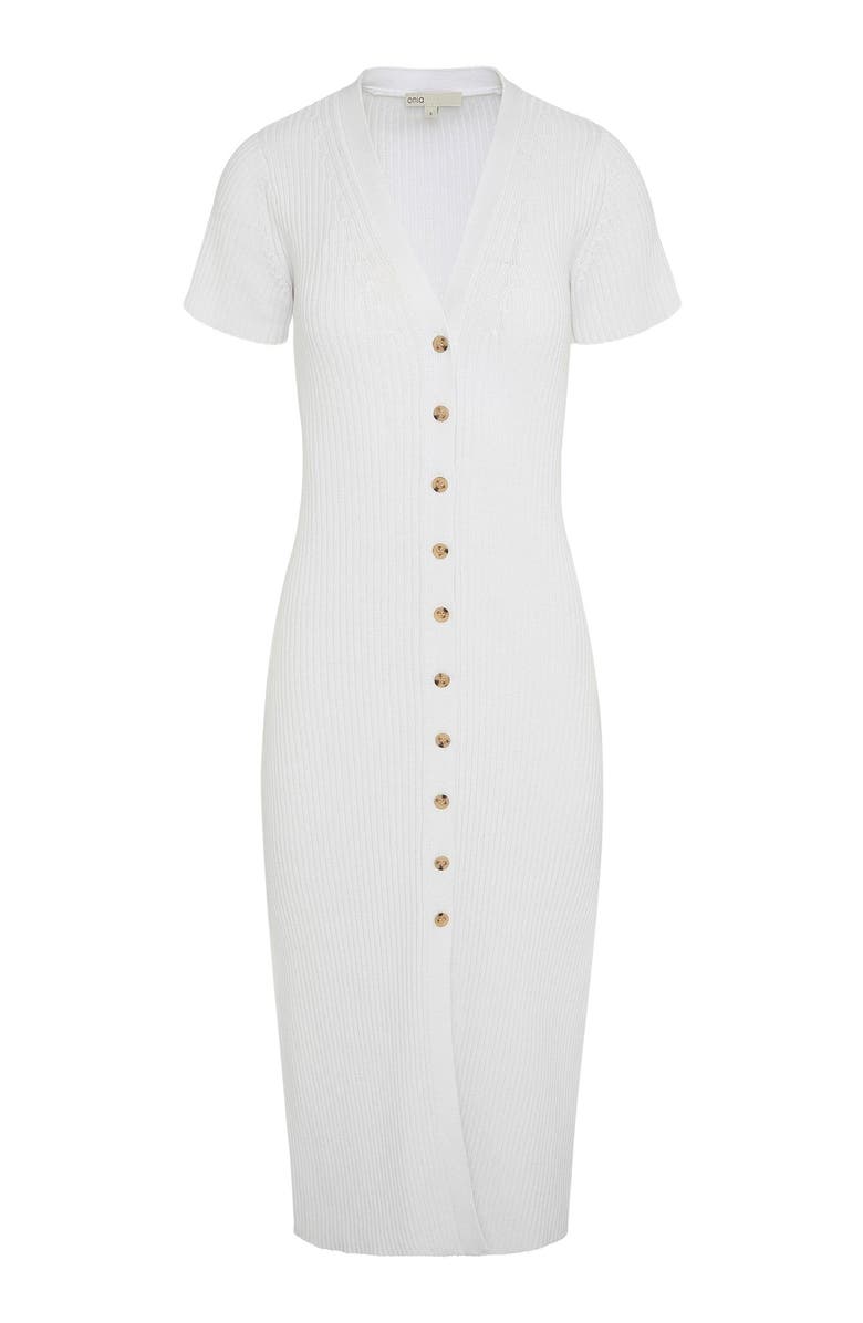 Onia V-Neck Button Front Dress, Alternate, color, White