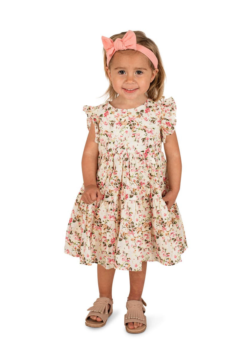 Kids' Floral Ruffle Cotton Tiered Party Dress, Alternate, color, WHITE MULTI