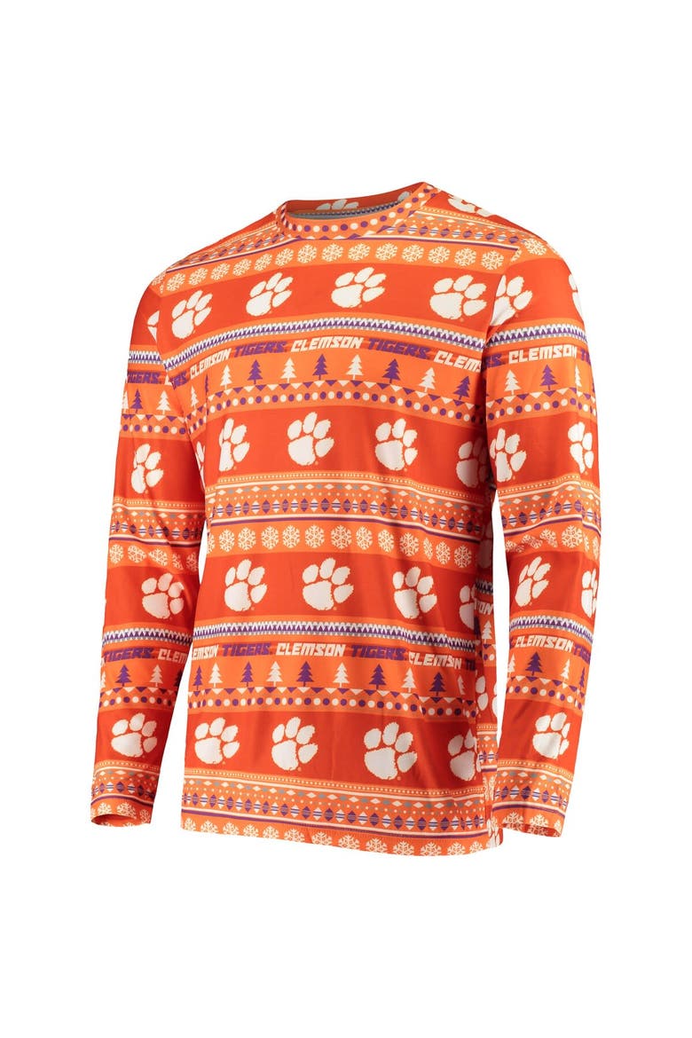 Men's Concepts Sport Orange Clemson Tigers Ugly Sweater Knit Long Sleeve Top and Pant Set, Alternate, color, Orange
