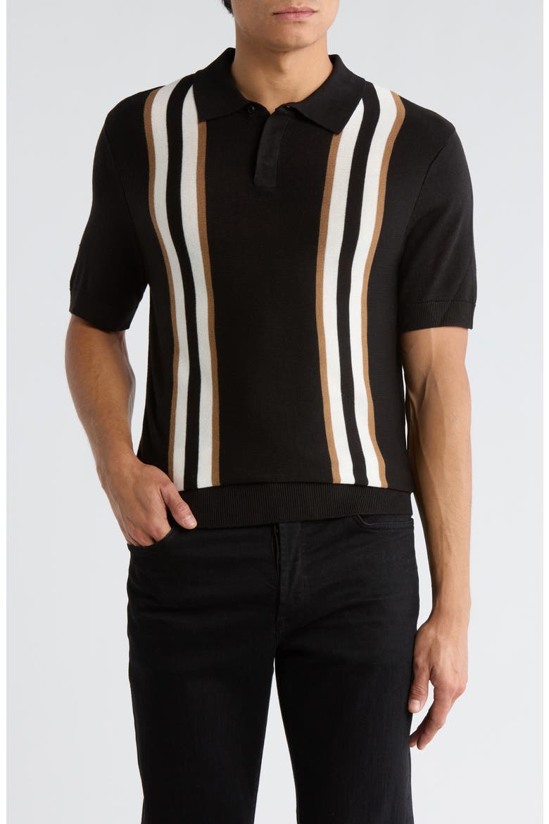 Stripe Polo Dress, Main, color, BLACK