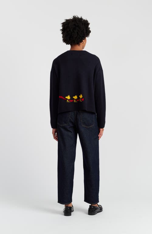 Chinti & Parker Wool-cashmere Holiday Snoopy Cardigan In Black