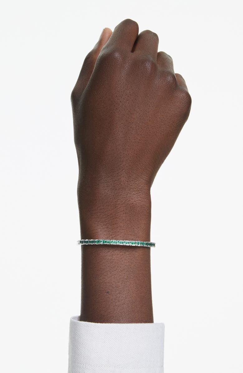 Swarovski Matrix Swarovski<sup>®</sup> Cubic Zirconia Bangle, Alternate, color, Silver/ Green
