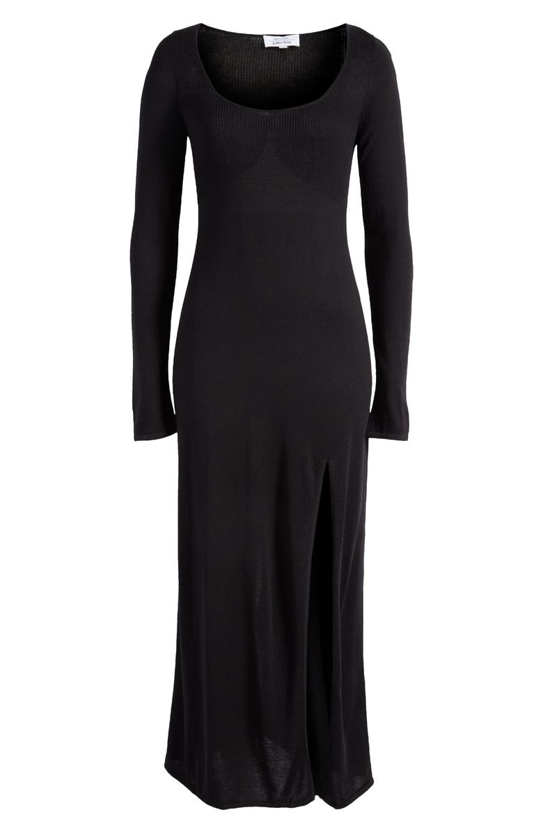 & Other Stories Long Sleeve Rib Maxi Sweater Dress, Alternate, color, Black Dark