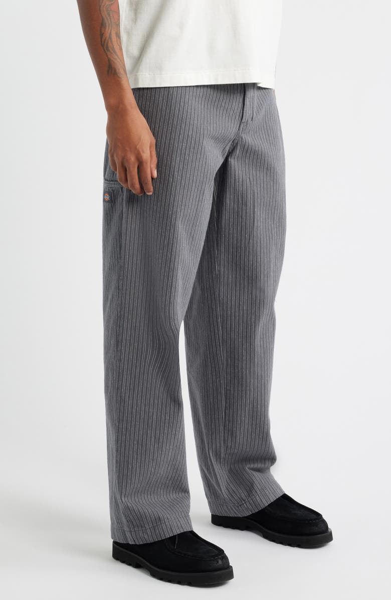 Dickies Lima Loose Fit Pinstripe Cotton Twill Work Pants, Alternate, color, Charcoal