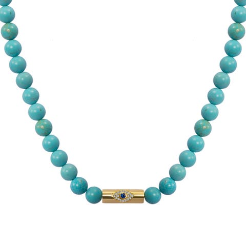 Turquoise beaded rod eye necklace
