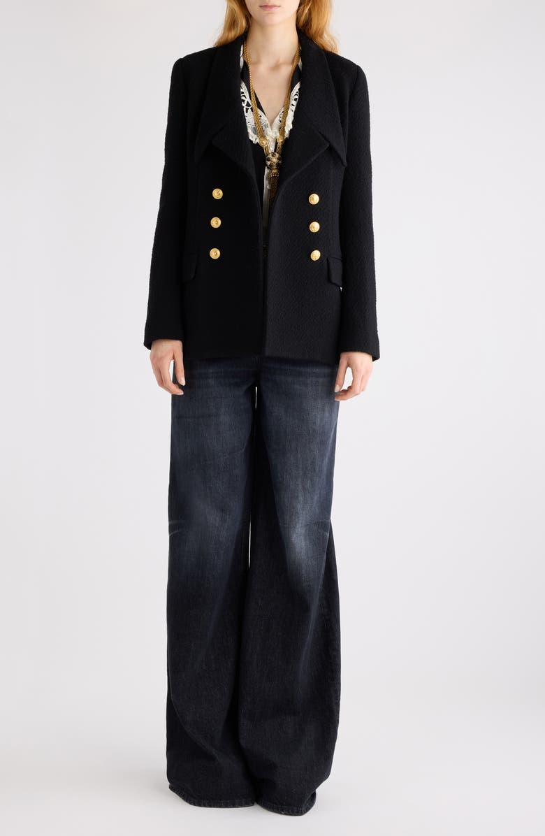 Chloé Wool Blend Bouclé Peacoat, Alternate, color, Black