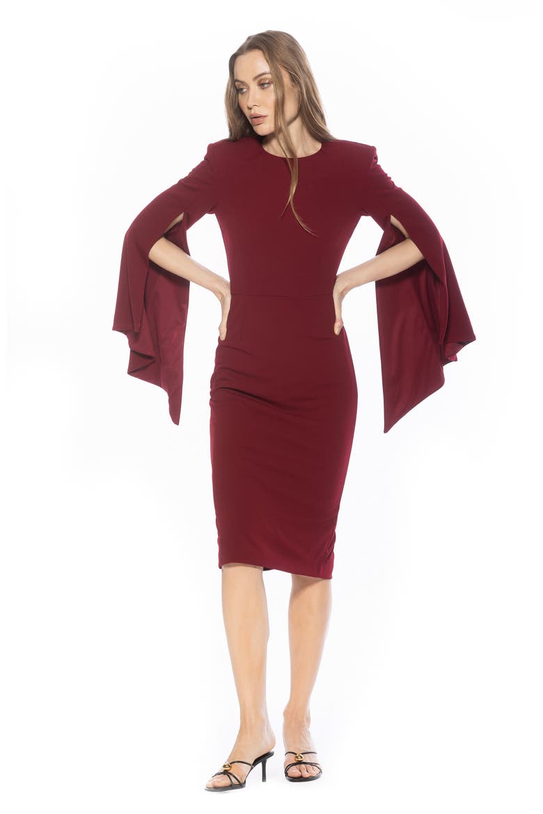 Brooklyn Long Sleeve Sheath Dress, Alternate, color, BURGUNDY
