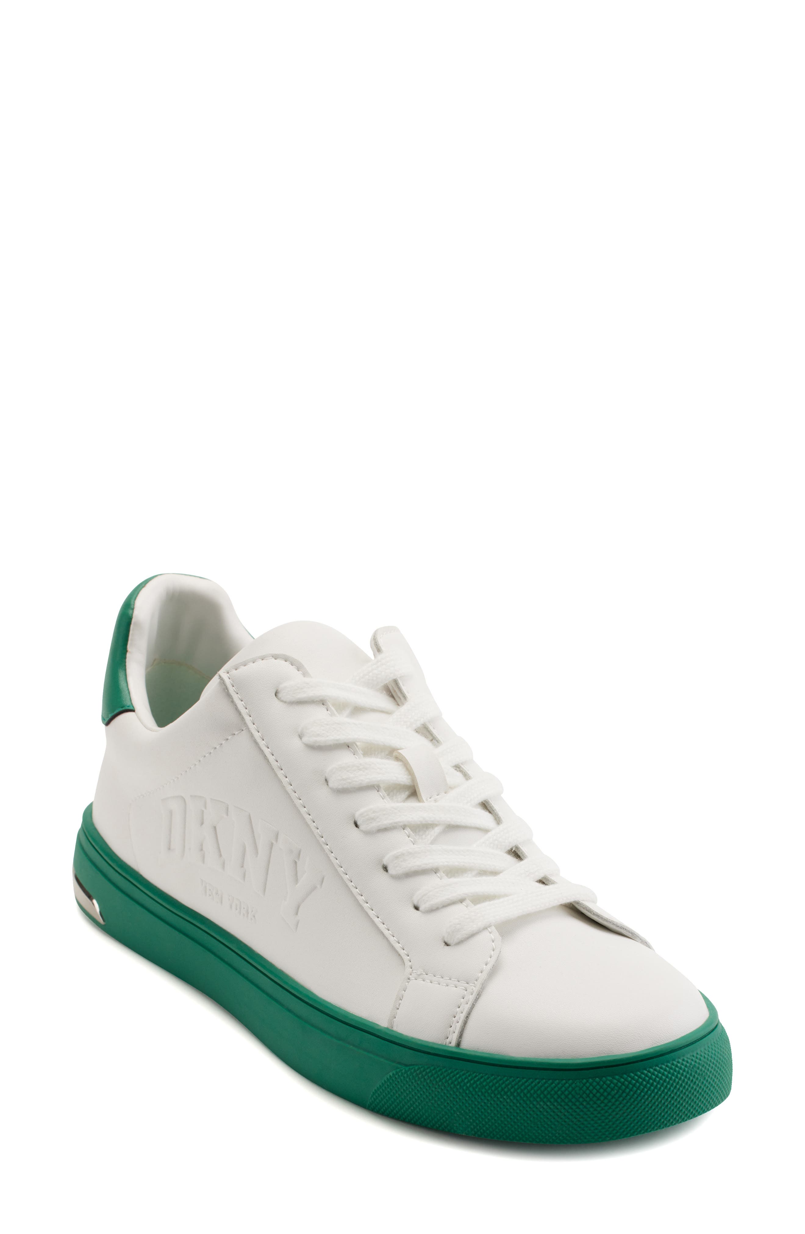 Logo Embossed Sneaker, Main, color, WHITE/ GREEN