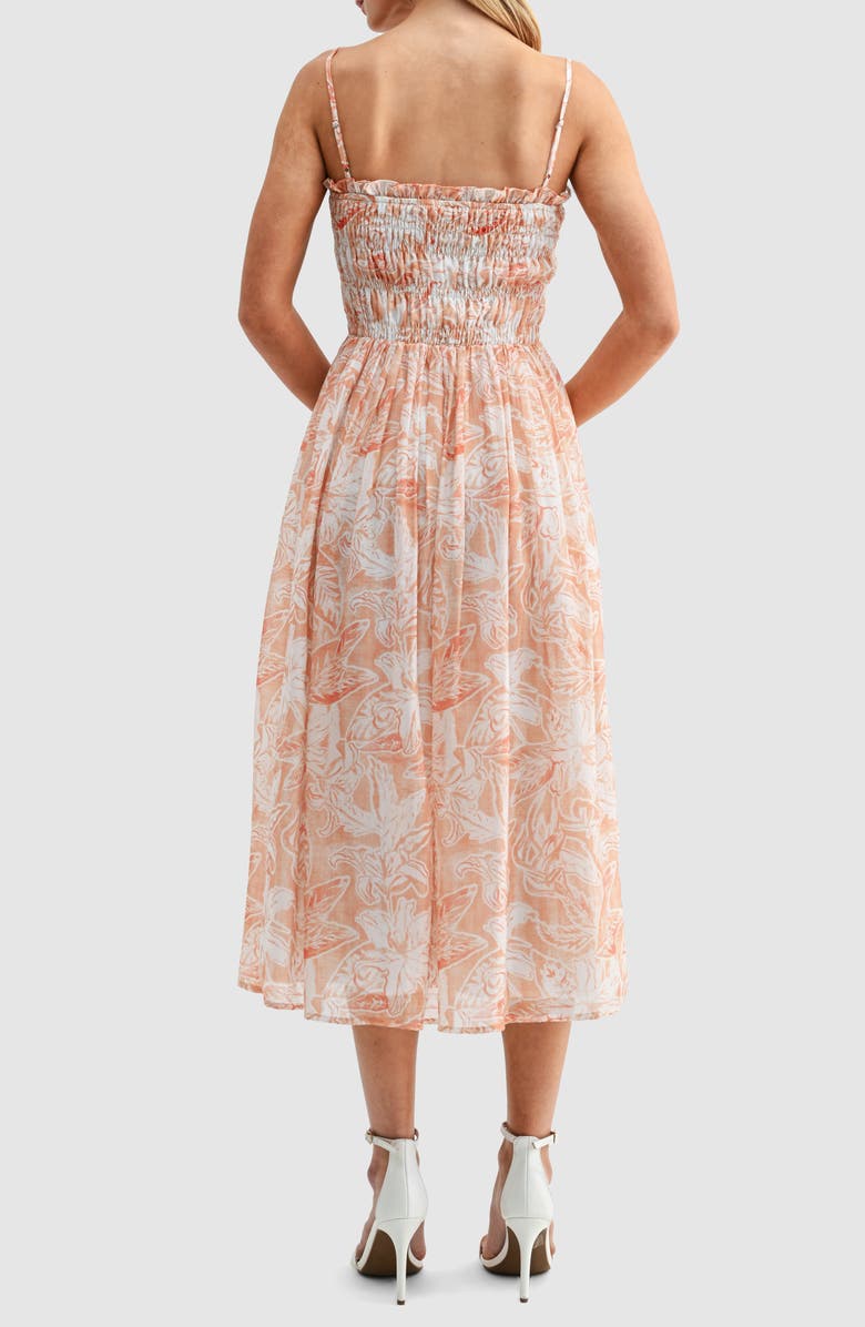 Lush Smocked Midi Dress, Alternate, color, Cream Mauve