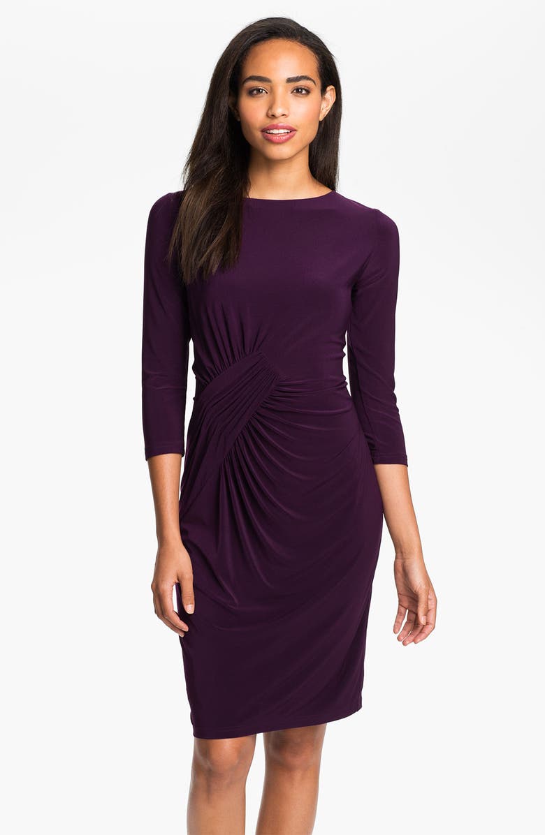 Adrianna Papell Asymmetrically Ruched Jersey Dress, Main, color, 