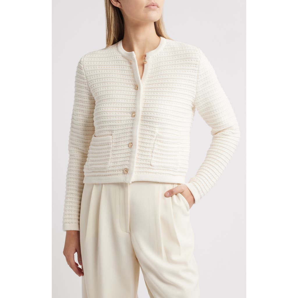 Caslon ® Textured Pima Cotton Cardigan In White