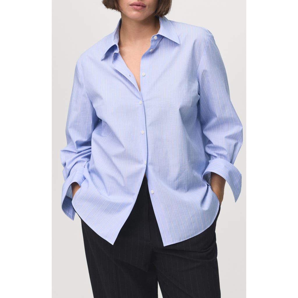 Mango Stripe Button-up Shirt In Animal Print