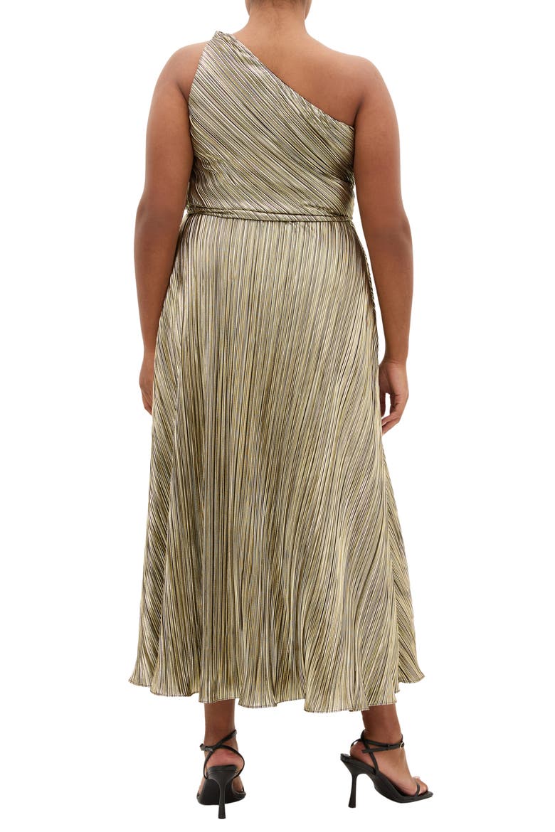 Kamila Metallic One-Shoulder Maxi Dress, Alternate, color, BRONZE