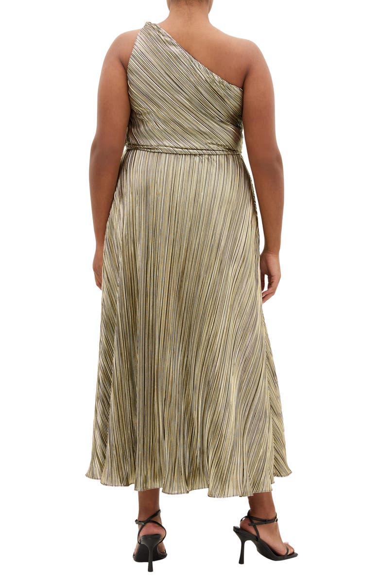 City Chic Kamila Metallic One-Shoulder Maxi Dress, Alternate, color, Bronze
