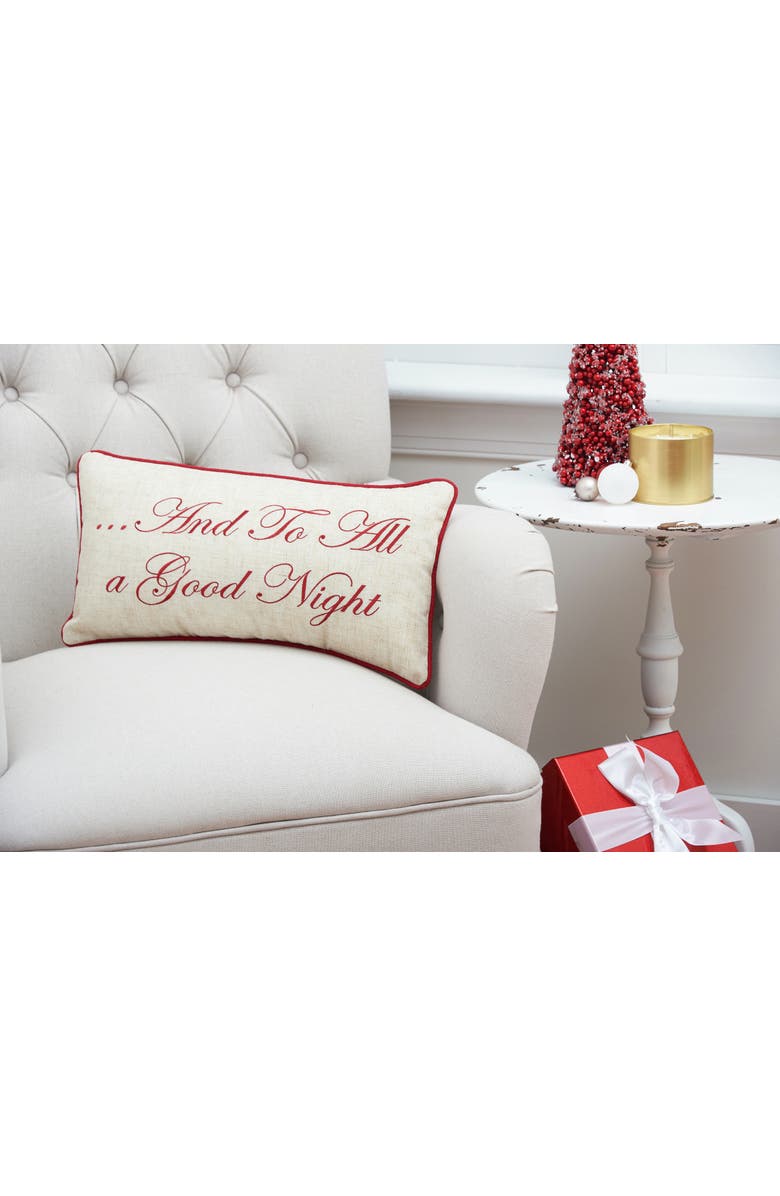 C&F Home "And To All A Good Night" Embroidered Christmas Accent Pillow 10" x 19", Alternate, color, Red