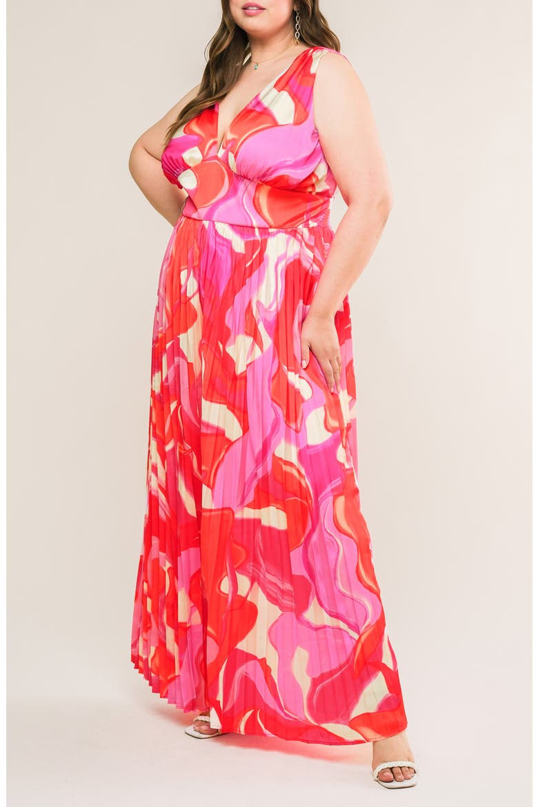 Print Woven Jumpsuit, Alternate, color, PINK RED