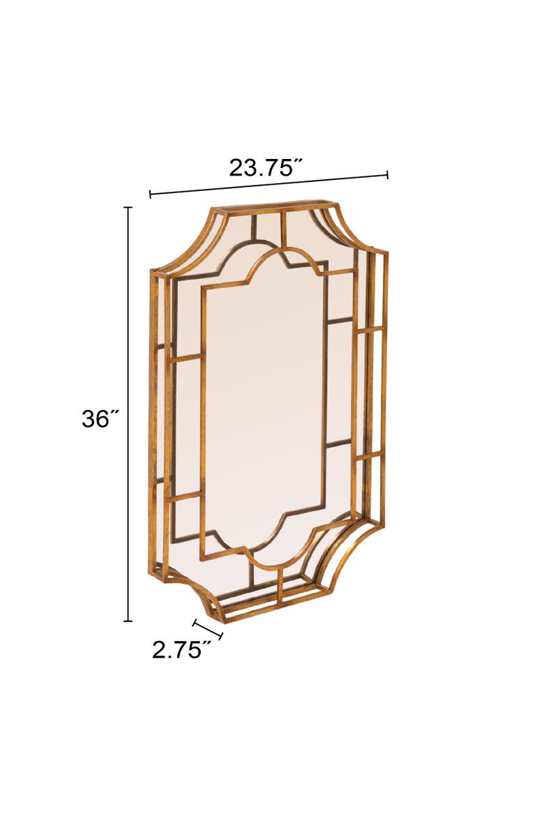 Art Deco Metal Framed Wall Mirror, Gold, Alternate, color, Gold