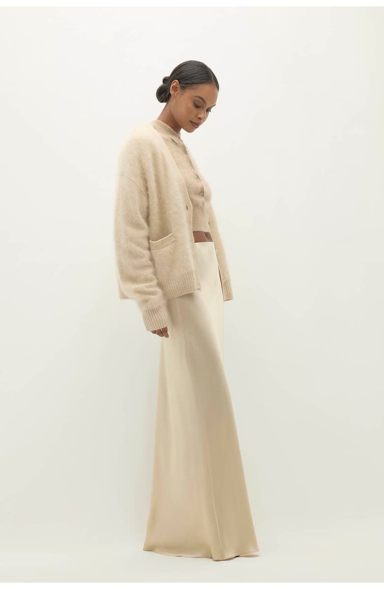 NAKED CASHMERE Siren Silk Maxi Skirt, Alternate, color, Barley