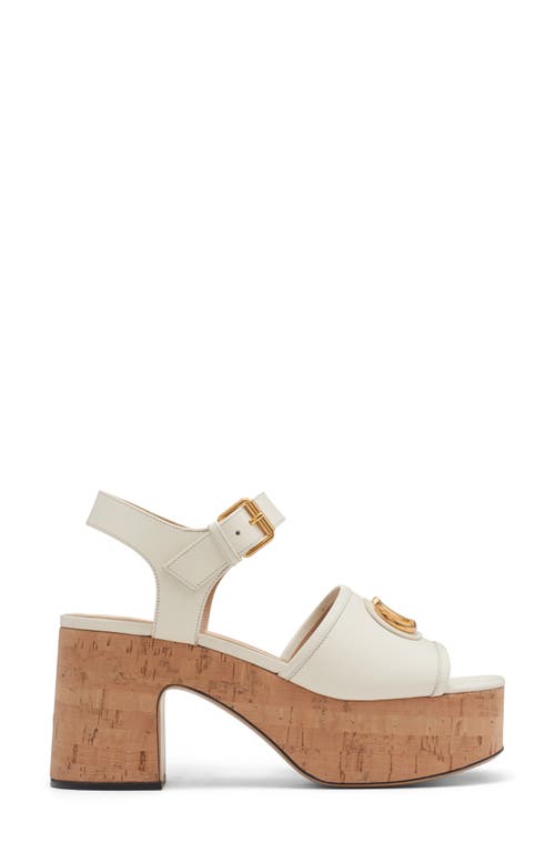 Valentino Vlogo Signature 80 Leather Platform Sandal In White